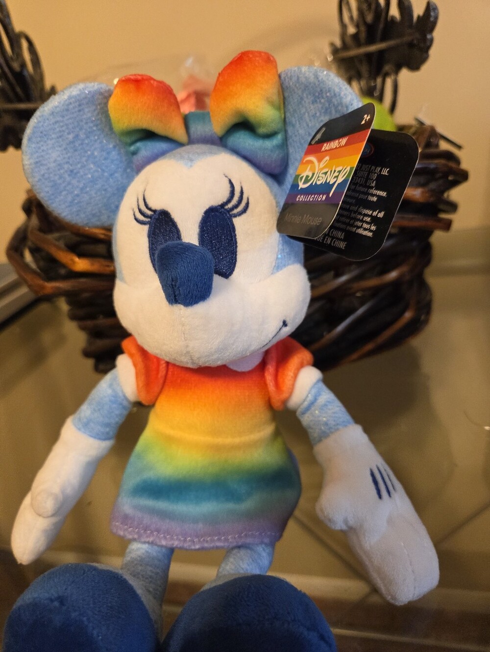 Disney Rainbow Minnie Mouse Plush - Blue, Multicolor NWT